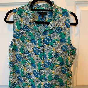 Banana Republic Floral Sleeveless Buttonup Blouse